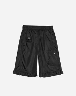 GANNI A/S Duchesse Nylon Midi Ruffle Shorts< Shorts