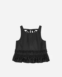 GANNI A/S Duchesse Nylon Open Back Frill Top< T-Shirts & Hauts