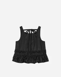 GANNI A/S Duchesse Nylon Open Back Frill Top< T-Shirts & Hauts