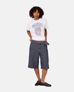 GANNI A/S Heavy Twill Denim Shorts< Shorts