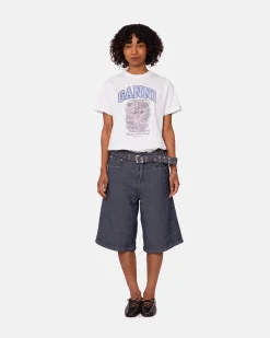 GANNI A/S Heavy Twill Denim Shorts< Shorts