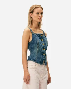 GANNI A/S Heavy Washed Denim Top< T-Shirts & Hauts