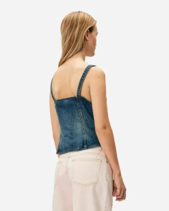 GANNI A/S Heavy Washed Denim Top< T-Shirts & Hauts