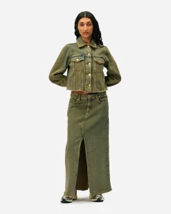 GANNI A/S Overdyed Heavy Denim Maxi Skirt< Robes Et Jupes