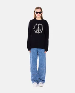 SLAM JAM SRL (ARIES ROA) Peace Press Gothic Waffle Longsleeve< T-Shirts & Hauts