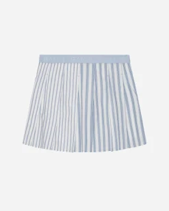 GANNI A/S Stripe Cotton Pleated Mini Skirt< Robes Et Jupes