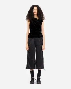 GANNI A/S Velvet Jersey Ruched Crossover Blouse< T-Shirts & Hauts