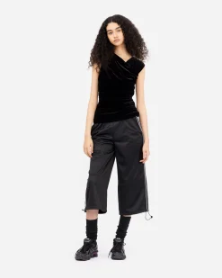 GANNI A/S Velvet Jersey Ruched Crossover Blouse< T-Shirts & Hauts